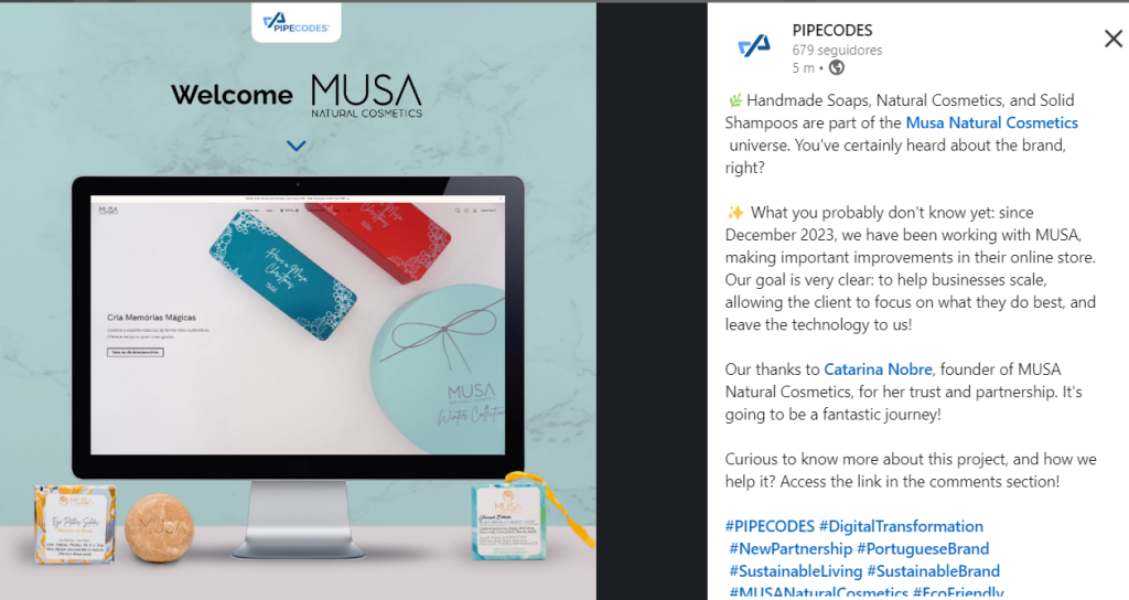 Post LinkedIn - Case Study de Musa
